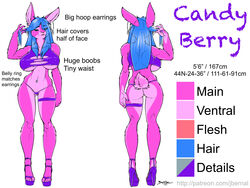 belly_button belly_button_piercing big_boobs big_breasts big_tits bimbo blue_hair breasts_bigger_than_head bubble_butt bunny candy_berry_(jeremy_bernal) character_sheet curvaceous curvy curvy_body curvy_female curvy_figure curvy_hips enormous_breasts erect_nipples erected_nipples fat_ass fat_butt furry high_heels hoop_earrings huge_boobs huge_breasts huge_tits jeremy_bernal lagomorph leporid model_sheet navel navel_piercing piercing pink_fur plump_breasts plump_butt purple_high_heels rabbit sexyfur slender_waist stripper thick_ass thick_thighs underboob