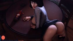 3d areolae ass bent_over_table big_ass big_breasts bioshock bioshock_infinite breasts breasts_out burial_at_sea elizabeth_comstock high_heels high_resolution looking_at_viewer over_the_shoulder red_lipstick red_nail_polish sexfm skirt_up upskirt vigor