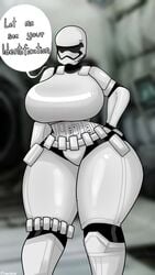 black_and_white female_stormtrooper guardian huge_ass huge_breasts mask soldier star_wars stormtrooper sugarkitty19 suit text thighs tight_suit white_skin