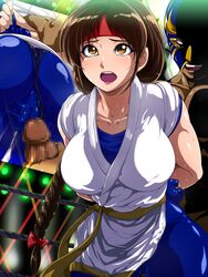 1girls big_breasts blue_clothing blush bondage braid brown_eyes brown_hair censored clothed clothed_sex dark_skin defeated dubious_consent female fighting_ring fingerless_gloves forced_in_fabric imminent_penetration imminent_rape imminent_sex just_the_tip king_of_fighters long_hair male mask open_mouth penis questionable_consent raburebo rape sex snk straight through_clothes tight_clothing wrestling_ring yuri_sakazaki