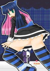 ass food honekoneko_(psg) mouth_hold panties panty_&_stocking_with_garterbelt pussy stocking_anarchy straight_hair uncensored underwear