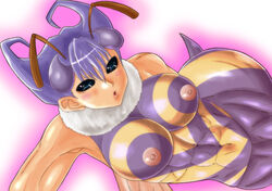 abs bee_girl blush breasts clothing daidai darkstalkers large_breasts monster_girl muscle muscular_female nipples q-bee