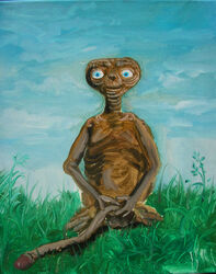 1boy alien alien_only e.t. e.t._the_extra-terrestrial long_penis male nude painting universal_studios very_long_penis