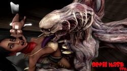 3d animated big_ass big_breasts breast_licking clothed dark-skinned_female dark_skin dead_or_alive devilmask female monster mp4 ponytail resident_evil sfm sound straight tagme tongue video william_birkin