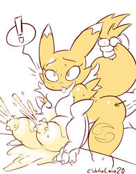 ahe_gao ahe_gao anthro clubviacavo digimon digimon_(species) furry huge_breasts huge_nipples lactating lactation milk renamon tail_grab