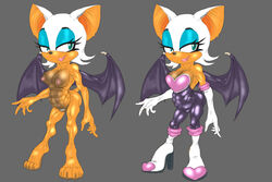 animal bat big_belly big_hands big_nipples bony dyziz feet female green_eyes multi_nipple naked nightmare_fuel nipples pussy_hair rouge_the_bat sonic_(series) white_fur wings