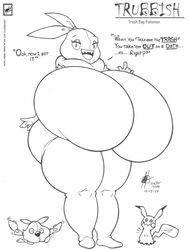 1girls 2019 ambiguous_gender anthro anthrofied ass bag black_and_white chubby dated deviantart eye_contact fairy feet ghost half-closed_eyes huge_ass huge_breasts humanized hyper hyper_breasts large_breasts larger_female looking_at_viewer nintendo no_nipples nude original_character overweight overweight_female pokemon pokemon_bw pokemon_sm pose sharp_teeth shortstack size_difference smile standing tail teeth text thick_thighs trubbish walter_sache watermark wide_hips