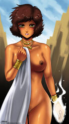 1girls 2016 areolae bracelet breasts brown_hair dark-skinned_female dark_skin elika female female_only human human_only jewelry john_joseco looking_at_viewer mostly_nude necklace nipples nude prince_of_persia pubic_hair shiny shiny_hair shiny_skin short_hair solo standing thick_thighs thighs yellow_eyes