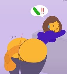 !! anal anal_sex anthro ass big_ass butthole cucumber emoji emoji_(race) emojifam_(sssir8) female height_difference large_penis larger_female milf mob_face no_outlines sex shorter_male size_difference slobbyslapper small_but_hung smaller_male sssir sssir8 sweaty taller_girl