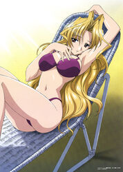 1girls bikini blonde_hair kazetsubaki_kuriko large_breasts maburaho posing solo