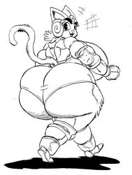 1girls anthro bbw big_ass cat_ears cat_tail catgirl chubby d'leta_bell feline furry genkai_toppa_wrestling! goudadunn huge_ass large_ass overweight pinup solo solo_female tight_clothing unitard