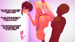 3d areolae big_breasts big_penis bimbo blonde_hair bra bra_lift cuckold cuckold_gloryhole dark-skinned_female dark-skinned_male dark_skin female finger_on_nose glory_hole glory_wall gloryhole heat internal interracial koikatsu leg_up light-skinned_male light_skin long_hair long_twintails loser male netorare nude nude_female nude_male numbersguy original small_penis small_penis_humiliation smiling text thighhighs twintails vaginal_penetration warm_(numbersguy) white_legwear white_thighhighs