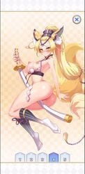 animated areola areolae ass blonde_hair breasts ear game game_cg large_ass long_hair medium_breasts mina_(project_qt) project_qt socks tail thick_thighs wide_hips