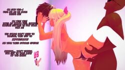 3d areolae big_breasts big_penis bimbo blonde_hair bra bra_lift cuckold cuckold_gloryhole dark-skinned_female dark-skinned_male dark_skin eye_contact female glory_hole hair_ribbon hands_on_cheeks heat holding_head internal interracial kissing kissing_lover_while_cheating koikatsu leg_up light-skinned_male light_skin long_hair long_twintails loser male netorare nude nude_female nude_male numbersguy original panties panties_aside saliva saliva_trail small_penis small_penis_humiliation smiling text thighhighs twintails vaginal_penetration warm_(numbersguy) white_legwear white_thighhighs