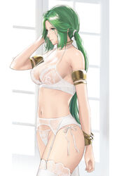 1girls alternate_hairstyle female green_hair j@ck kid_icarus kid_icarus_uprising lingerie long_hair palutena side_view source_request tagme