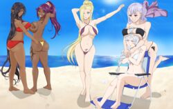 5girls alphadelta ass ass_grab bangs barefoot beach big_ass big_breasts bikini black_clover black_hair bleach blonde_hair blue_eyes blue_sky blunt_bangs braid braided_ponytail breasts breasts_on_head chair covered_nipples crossover dark-skinned_female dark_elf dark_skin elf_ears eyepatch_bikini feet female female_only hair_over_one_eye hugging hugging_from_behind ino_yamanaka kuroinu_~kedakaki_seijo_wa_hakudaku_ni_somaru~ light-skinned_female light_skin naruto noelle_silva ocean olga_discordia one-piece_swimsuit one_eye_closed orange_eyes outdoors pointy_ears ponytail posing pouting purple_eyes purple_hair rwby sand shihouin_yoruichi shiny shiny_hair silver_hair sitting soles standing sun sunlight swimsuit take_your_pick tattoo tied_hair toes topless twintails very_long_hair water weiss_schnee white_hair yellow_eyes