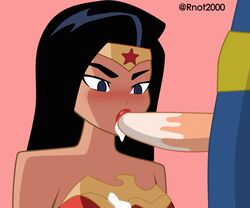 1boy 1girls animated black_hair blowjob clothed clothing cum cum_in_mouth dc dc_comics deepthroat deepthroat_no_hands fellatio rnot2000 superman superman_(series) wonder_woman wonder_woman_(series)