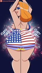 1girls 4th_of_july american_flag ass ass_clapping ass_shake back back_view backboob big_ass big_breasts bodypaint breasts cartoon_network clapping_cheeks codykins123 female fireworks johnny_bravo_(series) light-skinned_female light_skin madeleine_(johnny_bravo) twerking