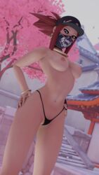 3d akali breasts k/da_akali k/da_series league_of_legends rokesmithe thong topless