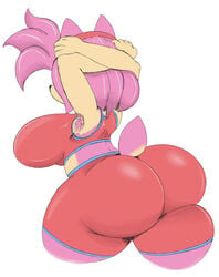 1girls alternate_breast_size alternate_outfit amy_rose anthro armpit_hair armpits arms_behind_head arms_up ass back back_view big_ass breasts clothing female female_only furry headband hedgehog huge_ass huge_breasts large_breasts midriff neom-daddy partially_clothed pink_fur pose short_tail sideboob solo_female sonic_(series) sports_bra sportswear standing tail thick_thighs voluptuous wide_hips