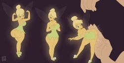 1girls 2020 5_fingers alternate_ass_size alternate_breast_size ass big_ass big_breasts blonde_hair bootijuse breasts disney disney_fairies fairy fairy_wings female hair_bun hands_on_breasts lipstick peter_pan_(disney) spanking tinker_bell wings