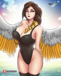 1girls 2d alternate_costume angel angel_wings furia_(paladins) lingerie myst paladins solo thick_thighs thighhighs thighs yhw