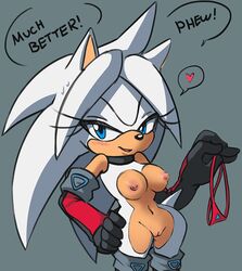 2018 anthro areolae bangs big_breasts blue_eyes blush boots breasts digital_media_(artwork) fan_character female gloves greymelon heart hedgehog mist_the_hedgehog nipples nude pussy sonic_(series) text thong vagina white_fur wide_hips