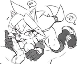 2018 anthro balls big_breasts black_and_white blush boots breasts digital_media_(artwork) erection fan_character female female gloves greymelon hedgehog human mist_the_hedgehog naked oral original_character penis saliva sketch sonic_(series) text