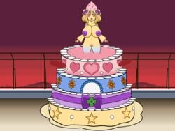 1girls alcremie anthro anthrofied big_breasts breasts cake crosswarrior24 fairy food giantess gigantamax_alcremie kisekae layer_cake nintendo nude original_character pokemon pokemon_ss purple_nipples purple_ribbon red_eyes red_sky ribbon yellow_skin