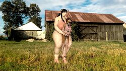 3d_(artwork) anthro anthro_on_anthro anthro_penetrated anthro_penetrating anthro_penetrating_anthro balls big_balls big_breasts big_penis black_hair bovid bovine breasts brown_hair building cattle cloud day detailed_background digital_media_(artwork) drages duo english_text female female_penetrated forced from_behind_position genitals grass gynomorph gynomorph/female gynomorph_penetrating gynomorph_penetrating_female hair hand_on_torso hi_res huge_breasts huge_cock intersex intersex/female intersex_penetrating intersex_penetrating_female interspecies laura_(drages) mammal navel nipples nude outside penetration penis sex size_difference sky standing standing_sex stomach_bulge text url vaginal_penetration