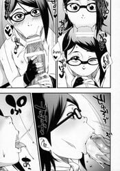 blowjob blush boruto:_naruto_next_generations comic fellatio glasses japanese_text monochrome naruto sarada_uchiha sunahara_wataru