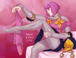 boots_removed getawaystickss hat hot_pants_(jjba) jojo's_bizarre_adventure pink_hair skirt steel_ball_run undress_character undressing