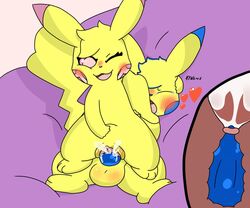 1boy 1girls alternate_color anthro anthrofied blush bodily_fluids cleft_tail cum cum_in_pussy cum_inside duo erection female female_penetrated feral fur furry genital_fluids interspecies male male_penetrating male_penetrating_female milachu nintendo on_top original_character penetration penis pikachu pokémon_(species) pokemon pokemon_rgby pussy reverse_cowgirl_position rodent sex simple_background sparkchu01 straight testicles tongue vaginal_penetration video_games yellow_body yellow_fur