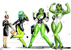 1girls ass big_breasts brown_hair business_attire business_suit business_woman cleavage demetriobraga dual_persona eyewear female female_only footwear glasses green_eyes green_hair green_lips green_skin high_heels hips hulk_(series) hulked_out hulking_out jennifer_walters large_breasts light-skinned_female light_skin long_hair marvel marvel_comics medium_breasts multiple_poses muscle_growth muscles muscular muscular_female office_lady pink_lips she-hulk short_hair solo thick_thighs thighs torn_clothes transformation transformation_sequence wide_hips