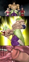 1boy 3girls aura big_ass big_breasts breasts broly caulifla cum cum_in_pussy cum_inside dragon_ball dragon_ball_super extreme_muscles feet fusion green_hair huge_cock kale kefla legendary_super_saiyan muscles muscular muscular_male mxp1985 saiyan scar stand_and_carry_position super_saiyan super_saiyan_2