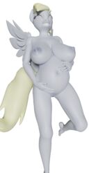 3d anthro belly big_belly breasts closed_eyes derpy_hooves equid equine extremespeedslowpoke female friendship_is_magic genitals hi_res mammal my_little_pony pegasus_pony pregnant pterippus pussy smile solo wings