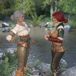 2girls 3d cd_projekt_red ciri daz_studio goditseb the_witcher the_witcher_(series) the_witcher_2 the_witcher_3:_wild_hunt triss_merigold