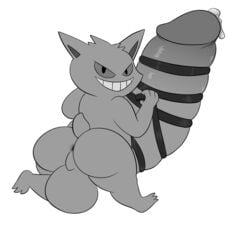 1boy 2020 anthro anthrofied ass big_penis furry gengar ghost hi_res huge_penis humanoid_genitalia humanoid_penis hyper hyper_genitalia hyper_penis male male_only monochrome nintendo penis pokémon_(species) pokemon pokemon_rgby shortstack smushpretzel solo video_games