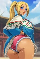 ai_generated bimbo blonde_hair blue_eyeshadow fatal_fury feminization hypnosis king_of_fighters lily_hawk lily_hawk_(cosplay) mascara red_lipstick rule_63 sano-br snk street_fighter terry_bogard