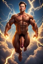 ai ai_generated cock elon_musk flying grok huge_cock lightning lightning_bolt male penis sexy sexy_pose solo_male
