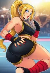 ai_generated bimbo blonde_hair blue_eyeshadow fatal_fury feminization hypnosis king_of_fighters marisa_rossetti marisa_rossetti_(cosplay) mascara red_lipstick rule_63 sano-br snk street_fighter terry_bogard