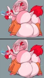 2024 6my absurd_res alicorn anthro anthro_on_feral anus armwear ass balls big_balls blush bodily_fluids breasts clothing cock_vore cum digital_media_(artwork) duo equid equine feathered_wings feathers female feral genital_fluids genitals grey_background gynomorph_(lore) hair hi_res horn lacey_(senshell) lagomorph leg_warmers legwear leporid looking_at_viewer looking_back looking_back_at_viewer magic male male/female mammal mythological_creature mythological_equine mythology penile penis rabbit red_hair selfcest simple_background smile square_crossover tail unicorn vore wings zoophilia
