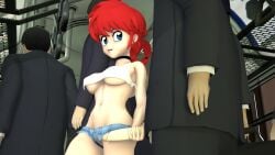 3d braided_hair chikan crop_top male penis ranma-chan ranma_1/2 ranma_saotome red_hair sfm short_jeans slut source_filmmaker stroking_penis tagme tank_top train train_interior train_molestation
