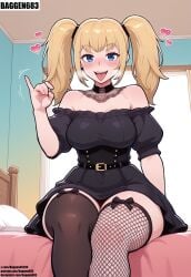 ani_grok baggen683 beautiful big_ass big_breasts blonde_hair blue_eyes curvy curvy_body curvy_female curvy_figure dress female girl grok grok_(twitter) sexy sexy_body sexy_pose stockings thighhighs twintails