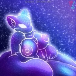 1girls alone artist_name artist_signature big_breasts breasts bushy_tail cat_ears cat_girl catgirl female fluffy_tail fully_nude_female furry galaxy galaxy_skin glowing_eyes hyuns_dojo in_space naked_female not_tlc relaxing resting_on_arm scarf soapybubbles space space_background space_cat star stargazing stars thick_thighs white_eyes