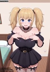ani_grok baggen683 beautiful big_ass big_breasts blonde_hair blue_eyes curvy curvy_body curvy_female curvy_figure dress female girl grok grok_(twitter) sexy sexy_body sexy_pose stockings thighhighs twintails