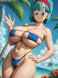 1girls ai_generated bikini blue_hair breasts bulma_briefs bulma_briefs_(frieza_saga) cleavage curvaceous curvy_body curvy_female curvy_figure dragon_ball dragon_ball_super dragon_ball_z female female_focus female_only huge_breasts mature_female older_female panda-ai panda_ai seductive_look short_hair smile solo stable_diffusion tagme