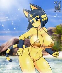1girls 5_fingers abs alternate_breast_size alternate_outfit animal_crossing ankha anthro anthrofied armpits ass bare_shoulders beach bedroom_eyes belly belly_button bent_over big_ass big_breasts big_butt big_ears bikini black_eyes blue_background blue_fur blurry_background bra breasts cat cat_ears cat_girl cat_humanoid cat_tail catgirl cleavage day deviantart egyptian eyelashes eyeshadow feline feline_humanoid female female_only fit furry hair half-closed_eyes haloowl hand_on_ass hand_on_butt hand_on_hip hips huge_ass huge_breasts huge_butt humanoid large_ass large_breasts large_butt looking_away midriff muscular muscular_female navel nintendo ocean outdoors palm_tree panties pose posing sand seductive seductive_eyes seductive_look sideboob simple_background sky solo solo_female standing stripes tail text thick thick_ass thick_thighs thighs underboob underwear voluptuous water watermark wide_hips yellow_body yellow_fur yellow_skin