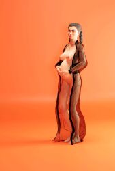 1girls 3d alternate_version_at_source beauty_mark belly big_belly braid braided_hair braided_twintails braids breasts brown_eyes brown_hair canon_pregnancy effectively_nude female female_only hand_on_belly light-skinned_female light_skin nipples padme_amidala prederty pregnant pregnant_belly pregnant_female pussy robe simple_background solo solo_female standing star_wars
