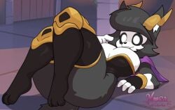 16:9 1female 1girls 2d 3_toes 4_fingers armor ass ass_focus big_breasts big_butt black_and_white black_fur black_gloves black_hair black_legwear black_thighhighs bottomless bottomless_female breasts brick_wall cape closed_mouth door feet female female female_focus female_only fingerless_gloves fingers from_side furry gloves heart heart_nose horn horned_female horns huge_ass huge_boobs huge_breasts huge_butt huge_hips large_ass large_breasts large_thighs legs legs_together legs_up legwear looking_at_viewer moraduwaffle on_back on_ground open_eyes original original_character outside paws pov public purple_cape side_view simple_background small_waist smile solo solo_female solo_focus tail thick thick_hips thick_legs thick_tail thick_thighs thighhighs thighs thighs_together two_tone_fur watermark white_eyes white_fur wide_eyed wide_hips yellow_horn
